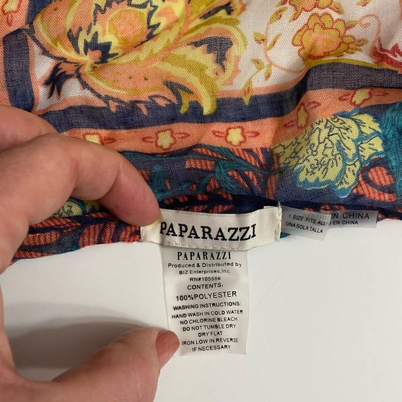 Paparazzi by Biz colorful semi- sheer Oversized poncho Swimsuit cover up tassels - Picture 5 of 7